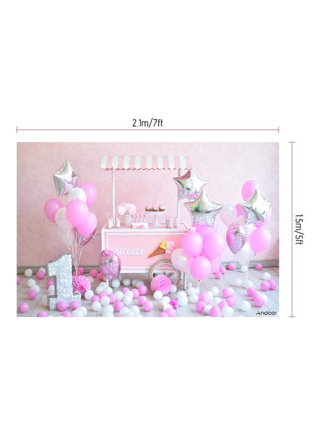 ANDOER First Birthday Backdrop Photography Background Pink/White - Image 5