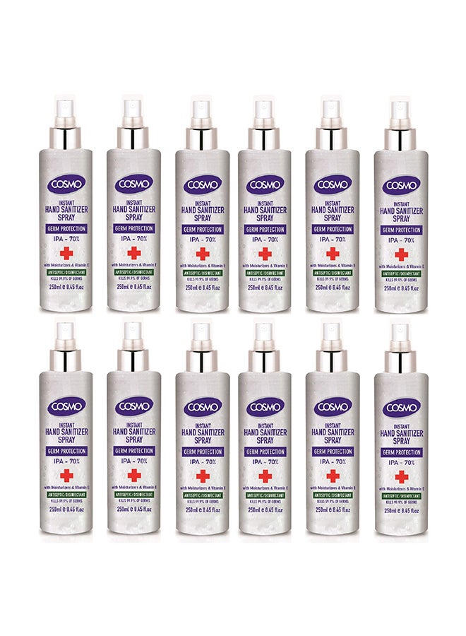 COSMO Instant Hand Sanitizer Antiseptic Pack of 12 Multicolour 250ml - Image 1