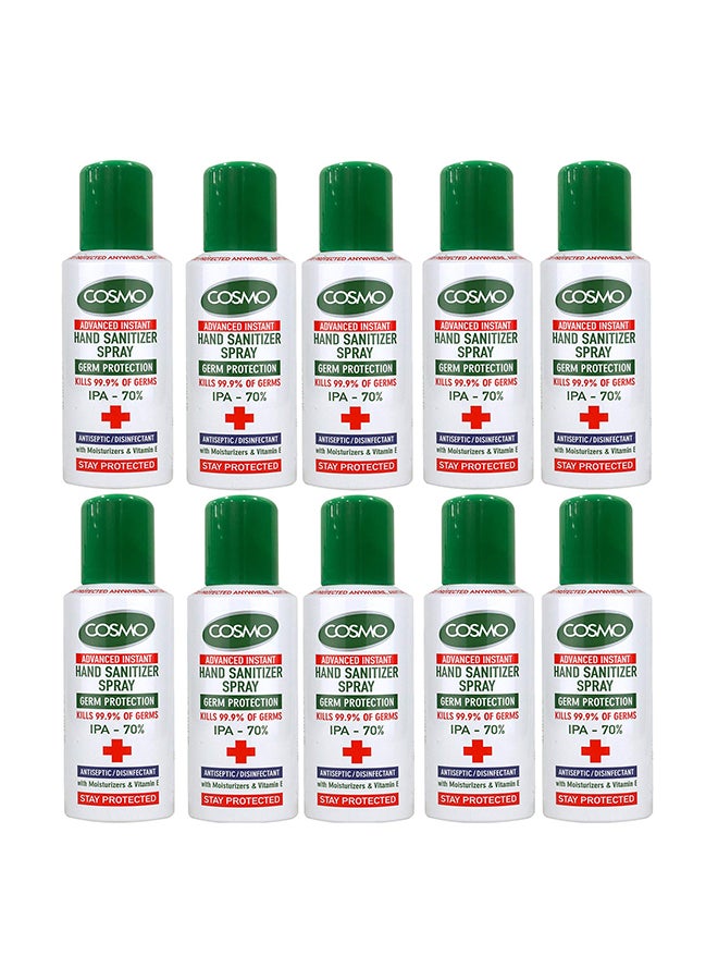 COSMO - Advanced Instant Hand Sanitizer Spray Pack of 10 Multicolour 150ml - Image 1