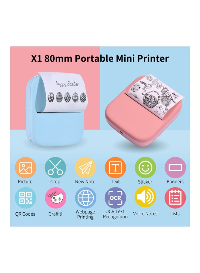 Portable Mini Pocket Printer Blue - Image 3