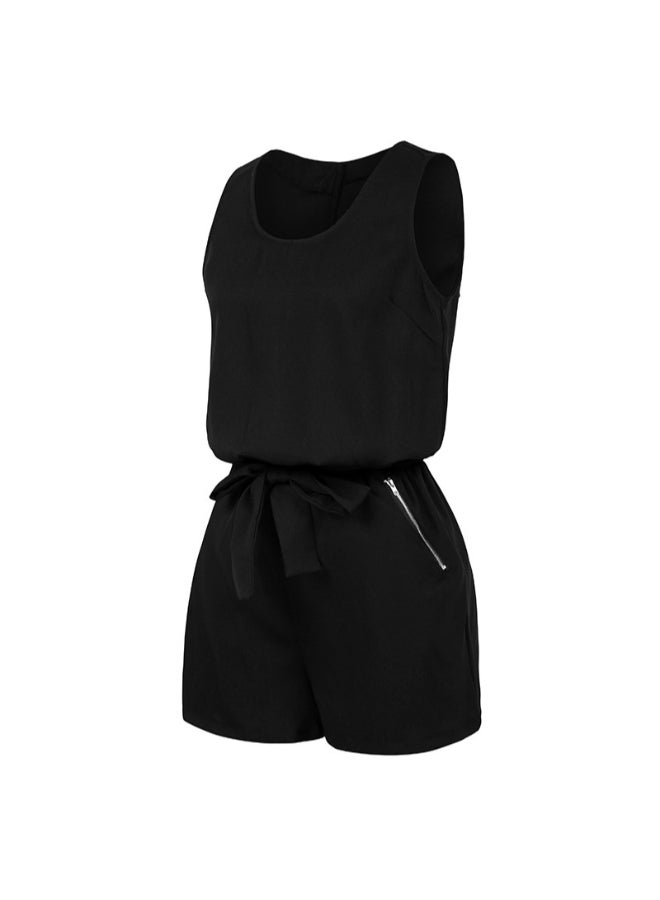 Generic - Elegant Self-Tie Detail Jumpsuit Black - Image 1