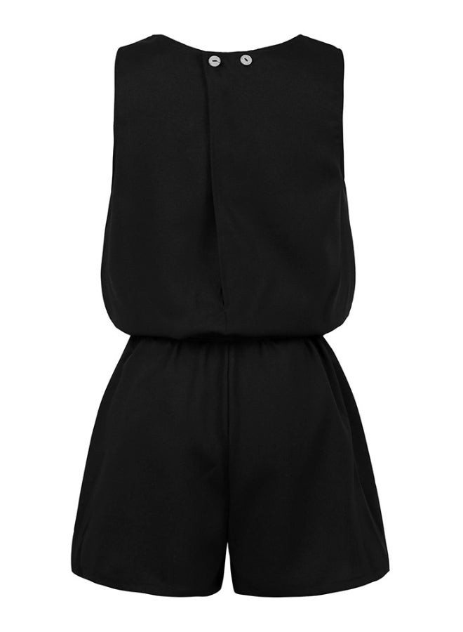 Generic - Elegant Self-Tie Detail Jumpsuit Black - Image 1