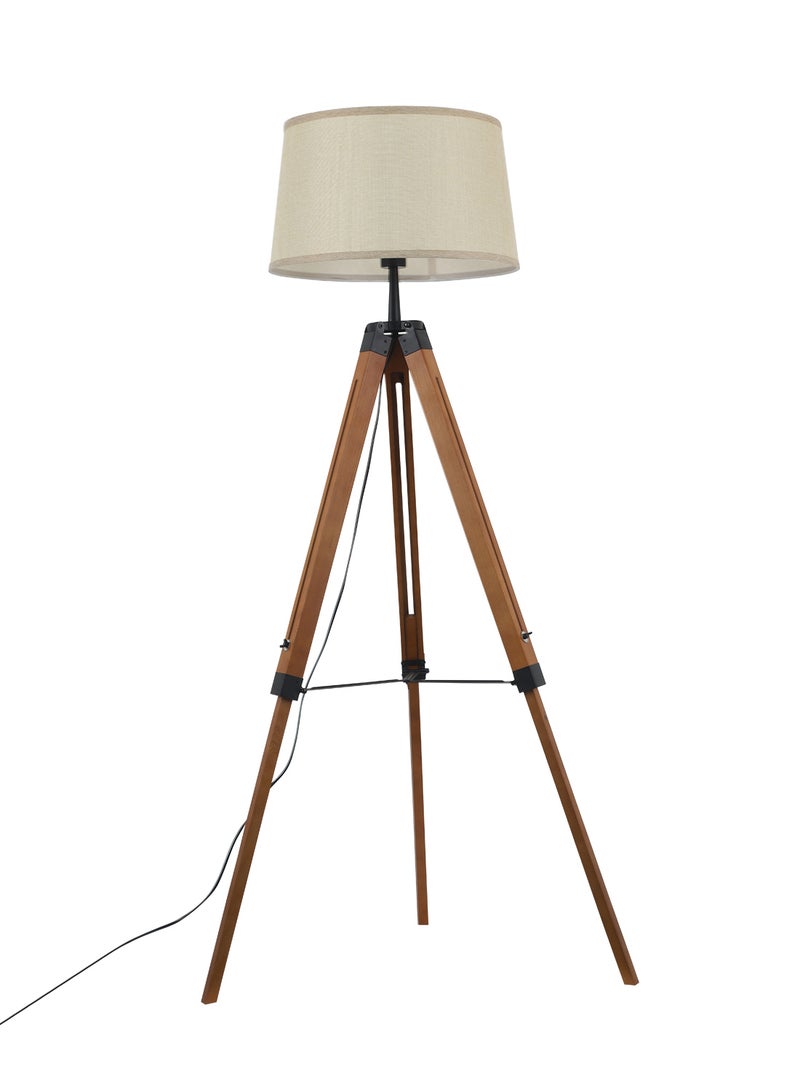 ebb & flow Modern Holmes Tripod Wooden Floor Lamp Unique Luxury Quality Material For Stylish Homes Bedroom Or Office Natural Wood 50X50X32cm  - Image 1
