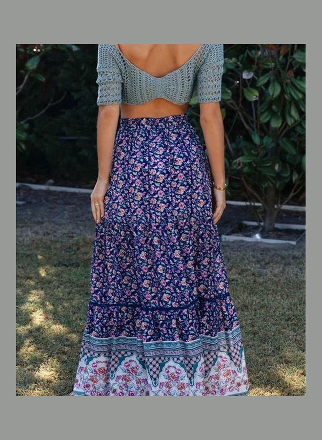 Generic - Boho Floral Print Pleated Ruffle Skirts Multicolour - Image 1