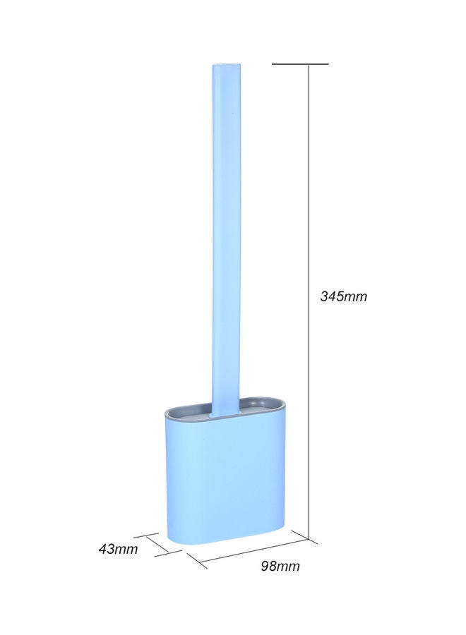 فرشاة مسطحة مع حامل من السيليكون لتنظيف وعاء المرحاض أزرق 36.00x10x4.8سم - Image 2