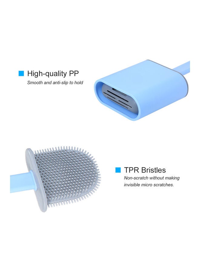 فرشاة مسطحة مع حامل من السيليكون لتنظيف وعاء المرحاض أزرق 36.00x10x4.8سم - Image 4