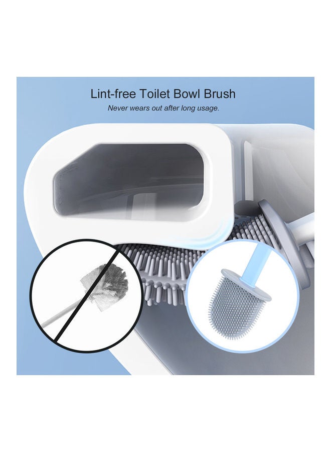 فرشاة مسطحة مع حامل من السيليكون لتنظيف وعاء المرحاض أزرق 36.00x10x4.8سم - Image 5