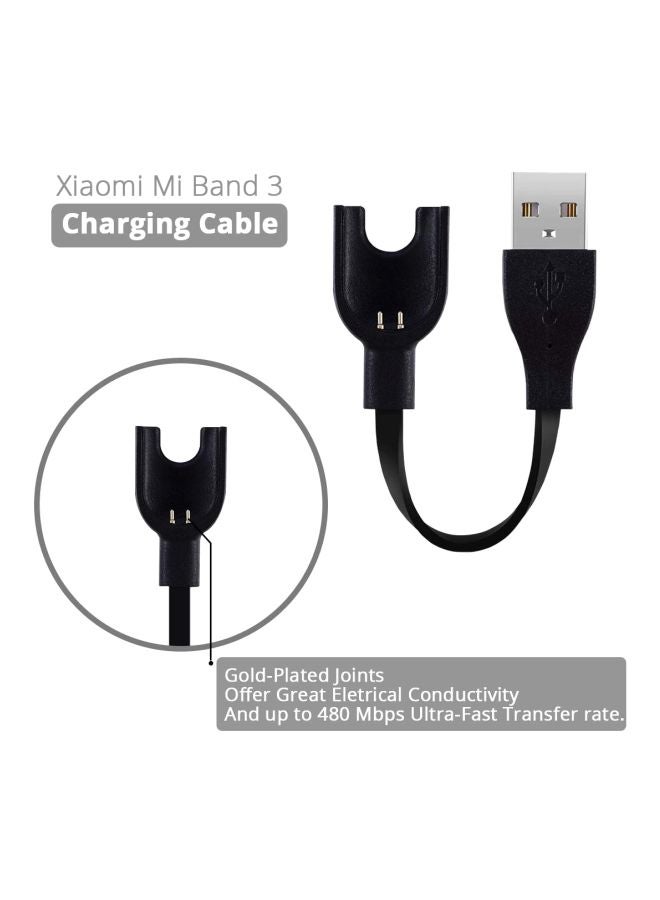 MARGOUN Replacement Strap For Xiaomi Mi Band 3 With USB Charger Cable Black/Red - Image 3