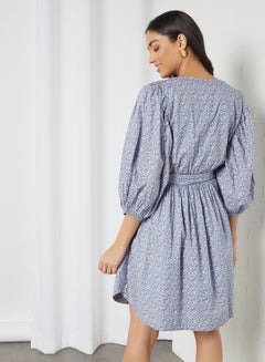 Y.A.S Floral Print Dress Parisian Blue  - Image 4