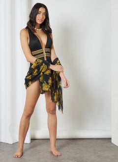 Plunge Neck Swimsuit Black