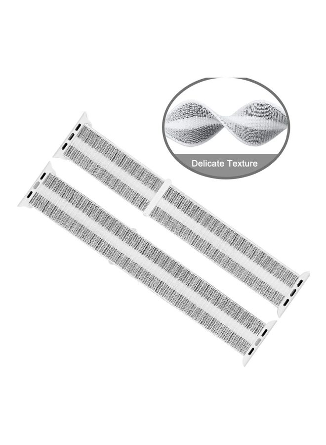 Ozone Replacement Band For Apple Watch Series 4/3/2/1 40/38 mm Striped White/Grey - Image 2