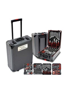 Generic 187-Piece Trolley Tool Suitcase With Automatic Ratchet Set Black/Silver 38x18x53cm  - Image 2
