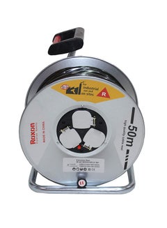 Roxon 3-Plug Electric Cable Reel Black/Silver 50meter  - Image 1