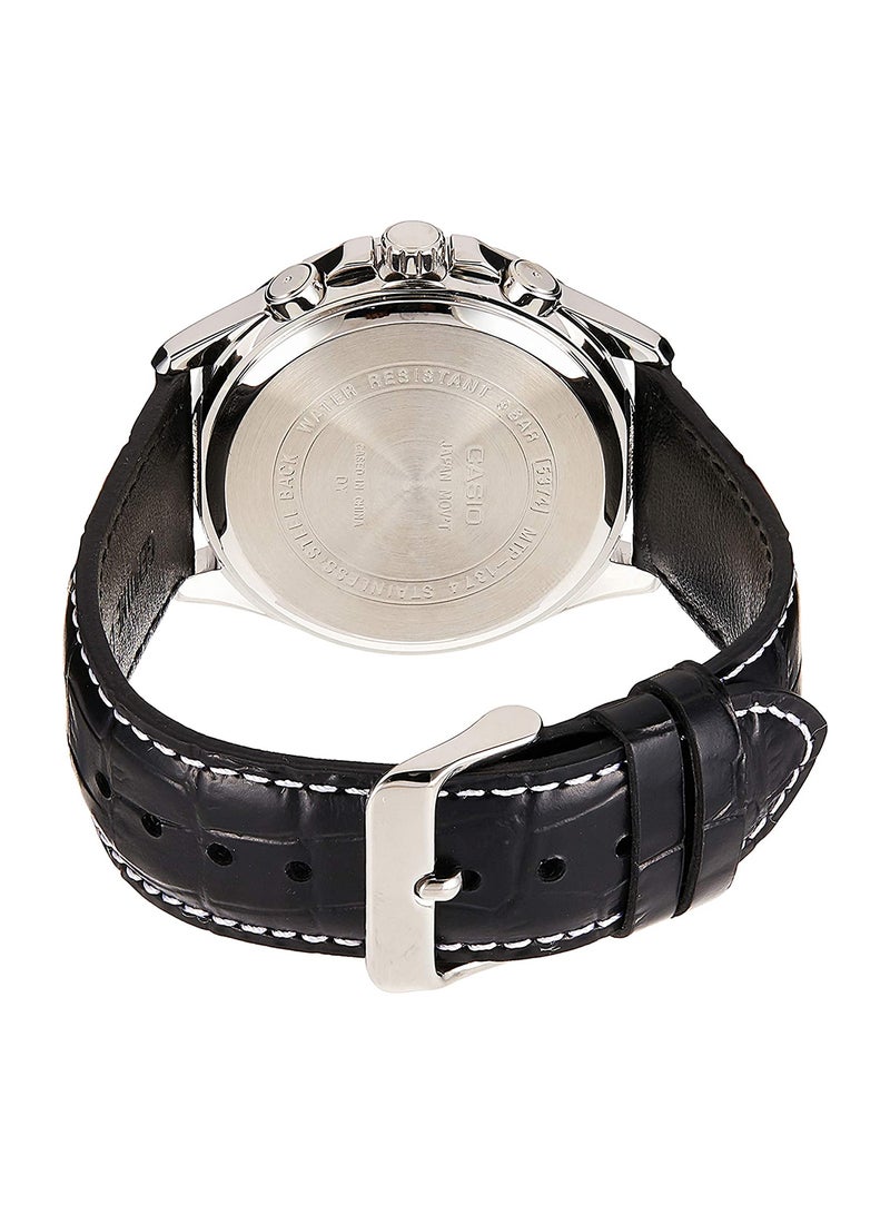 CASIO - Men's Leather Analog Quartz Watch MTP-1374L-1AVDF - 44 mm - Black - Image 1