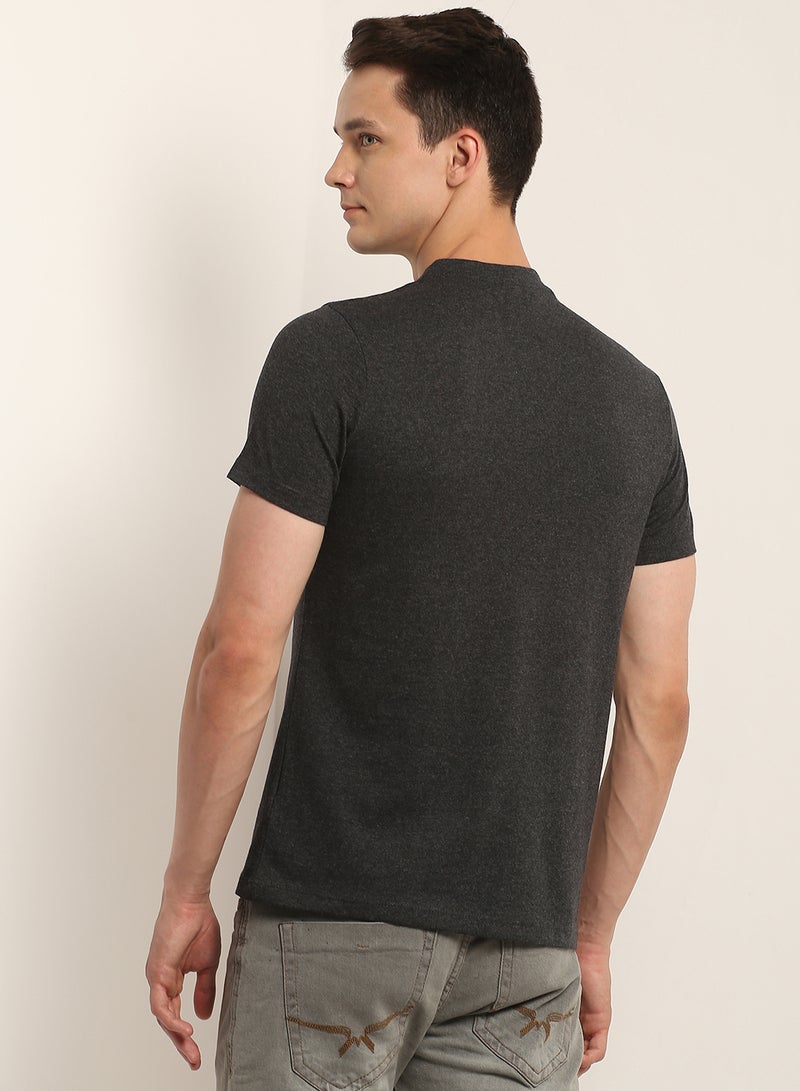 QUWA - Graphic Printed T-Shirt Fadded Black - Image 1