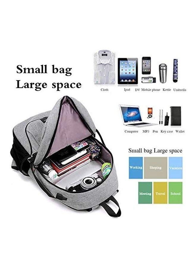 Generic - Small Leather Backpack Grey - Image 1