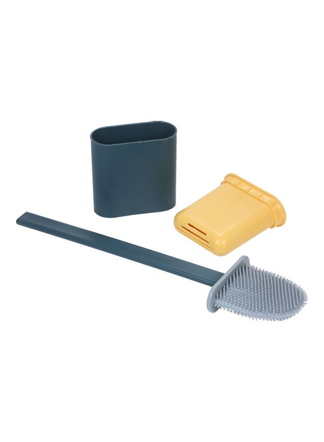 فرشاة مرحاض مسطحة مع حامل من السيليكون لتنظيف السلطانية أخضر 36.00x10x4.8سم - Image 1