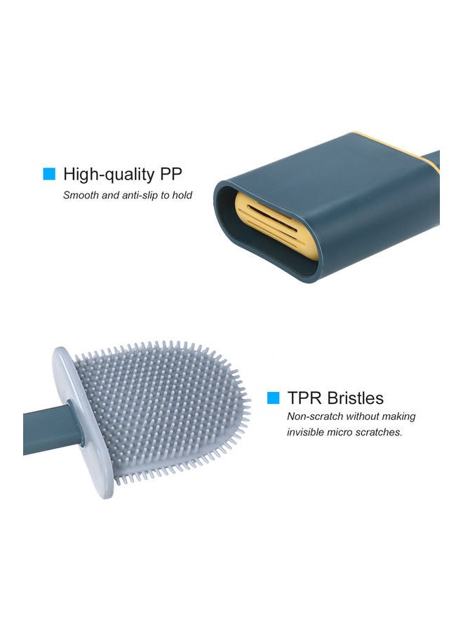 فرشاة مرحاض مسطحة مع حامل من السيليكون لتنظيف السلطانية أخضر 36.00x10x4.8سم - Image 3
