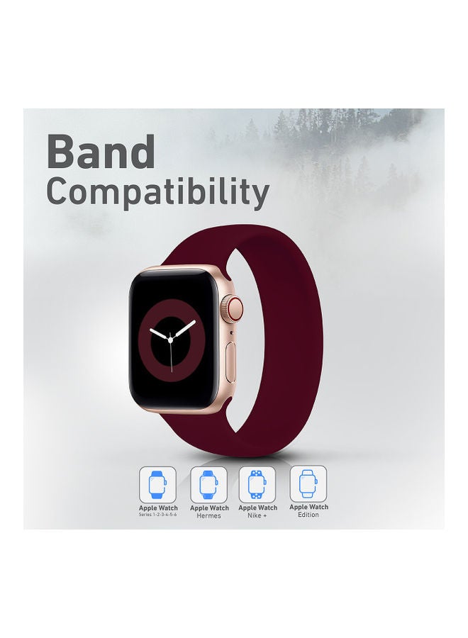 Silicone Watch Strap, Premium Solo Loop Elastic Sports Band Replacement for Apple Watch 38/40mm Band with Sweat Resistant for Apple Watch Series 1, 2, 3, 4, 5, 6, SE, Size-M,Loop-40M Red