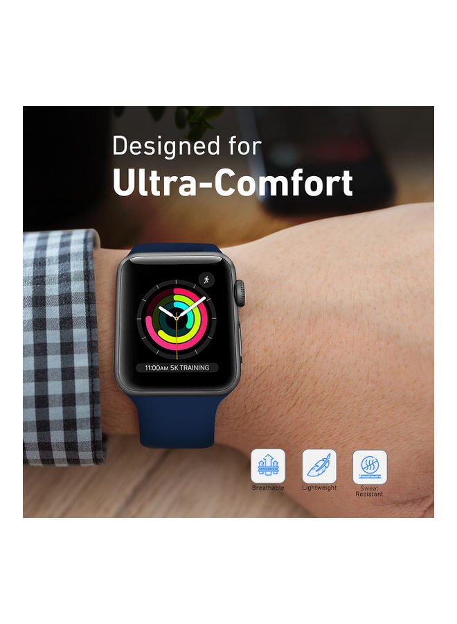 PROMATE - Solo Loop Strap for Apple Watch 38mm/40mm, Durable Stretchy Silicone Loop Sport Wristband with Sweat-Proof Design for Apple Watch Series 1, 2, 3, 4, 5, 6, SE, Size-Small, Loop-40S Navy Blue - Image 1