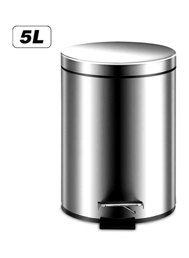 Generic 5L Brushed Stainless Steel Step Trash Can Silver 35.50x27x27cm  - Image 1