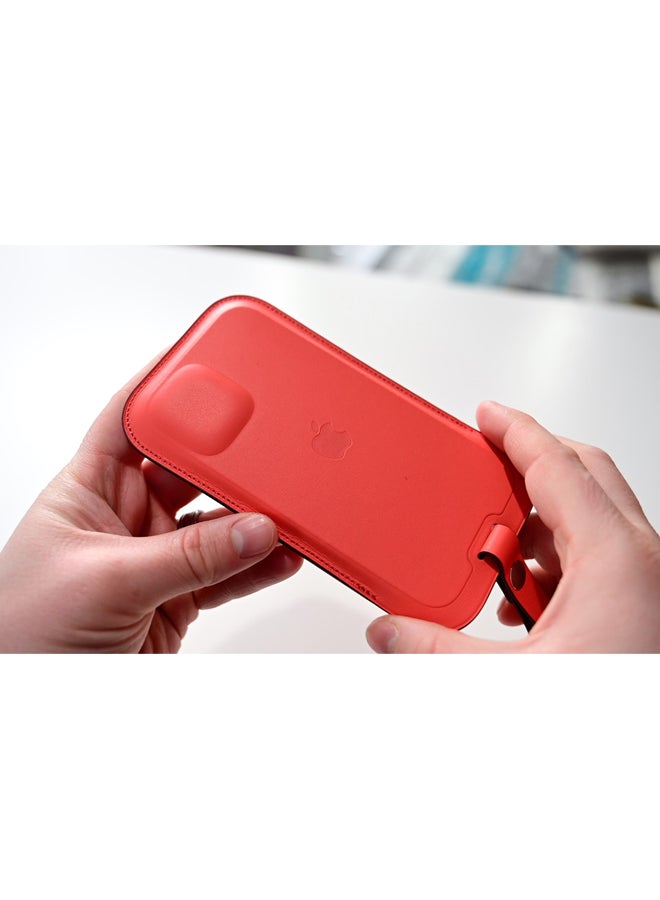Apple - iPhone 12 Mini Leather Sleeve With MagSafe Pink Citrus - Image 1