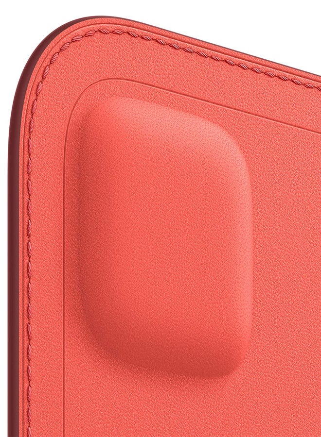 Apple - iPhone 12 Mini Leather Sleeve With MagSafe Pink Citrus - Image 1