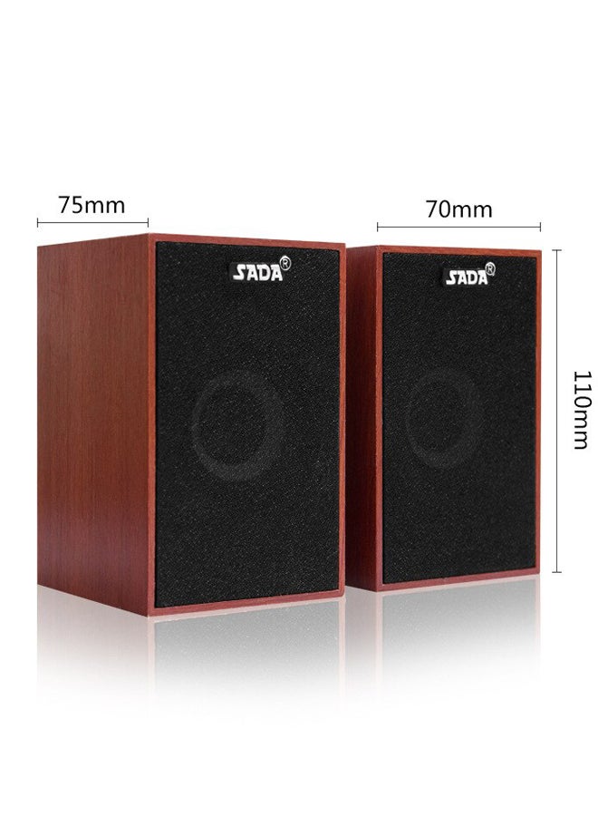 SADA Desktop And Laptop Portable Wired Stereo Speaker Brown/Black - Image 3