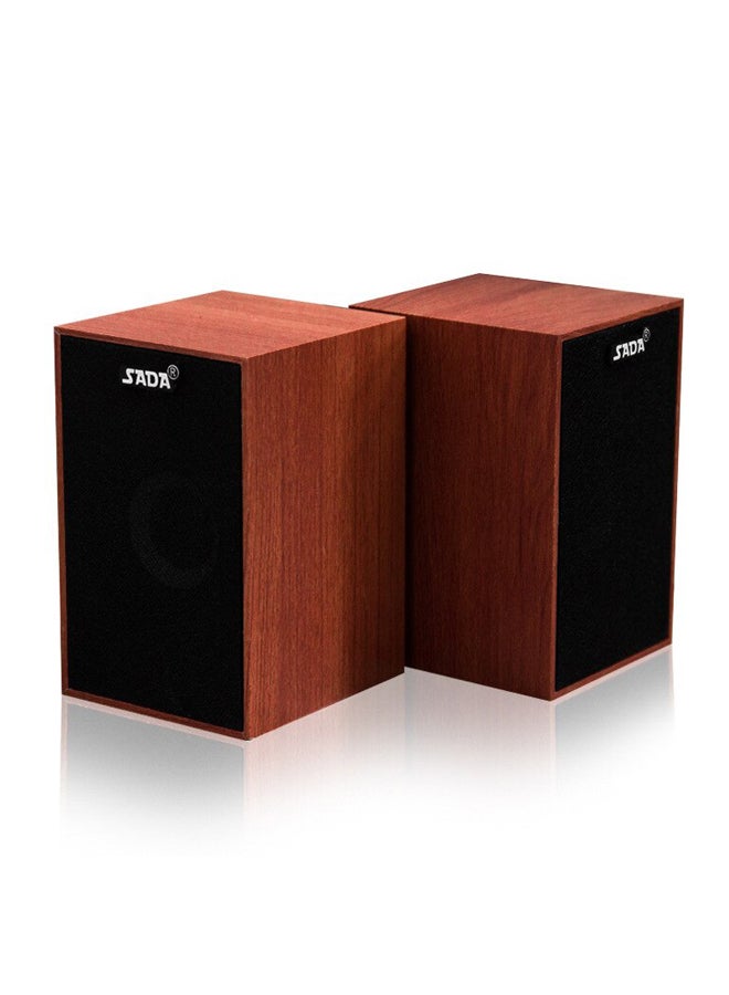 SADA Desktop And Laptop Portable Wired Stereo Speaker Brown/Black - Image 2