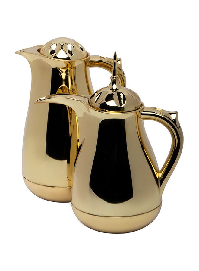 2-Piece Elegant Stainless Steel Flask Set Gold