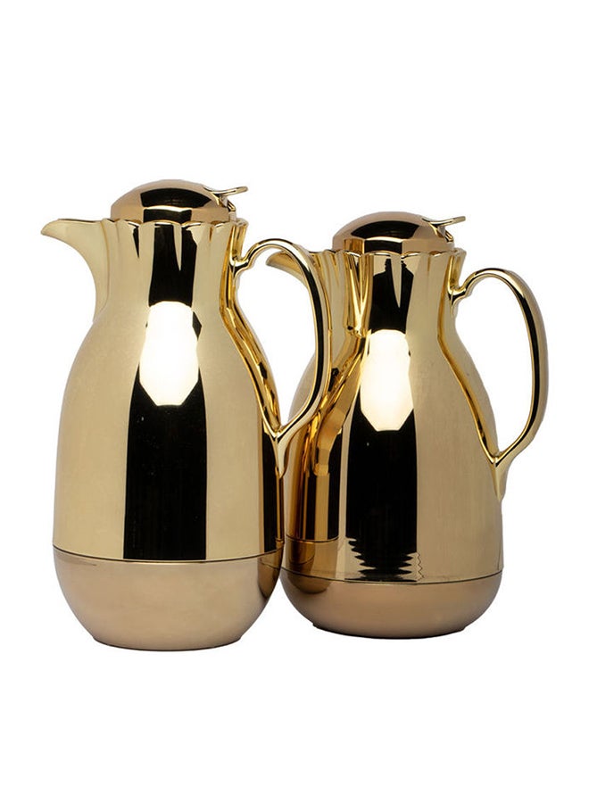 2-Piece Elegant Stainless Steel Flask Set Gold