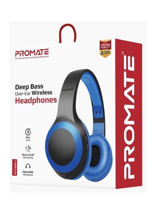 PROMATE - Bluetooth Headphone, Over-Ear Deep Bass Wired/Wireless Headphone with Long Playtime, Hi-Fi Sound, Built-In Mic, On-Ear Controls, Soft Earpads, MicroSD Card Slot and AUX Port For iPhone, Samsung, iPad Pro, LaBoca Black/Blue - Image 1