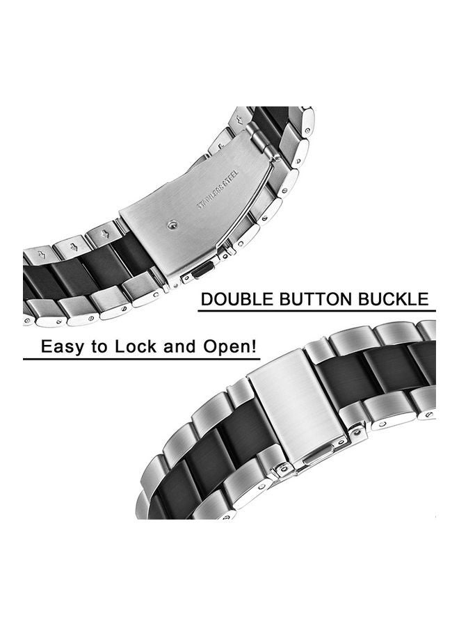 S-Color Replacement Stainless Steel Smartwatch Strap Band For Huawei Watch Silver/Black - Image 3