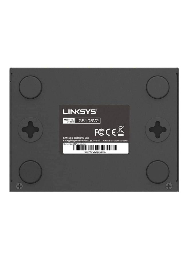 لينكسيس محوّل جيجابت للكمبيوتر المكتبي بـ 5 منافذ موديل LGS105 أسود  - Image 4