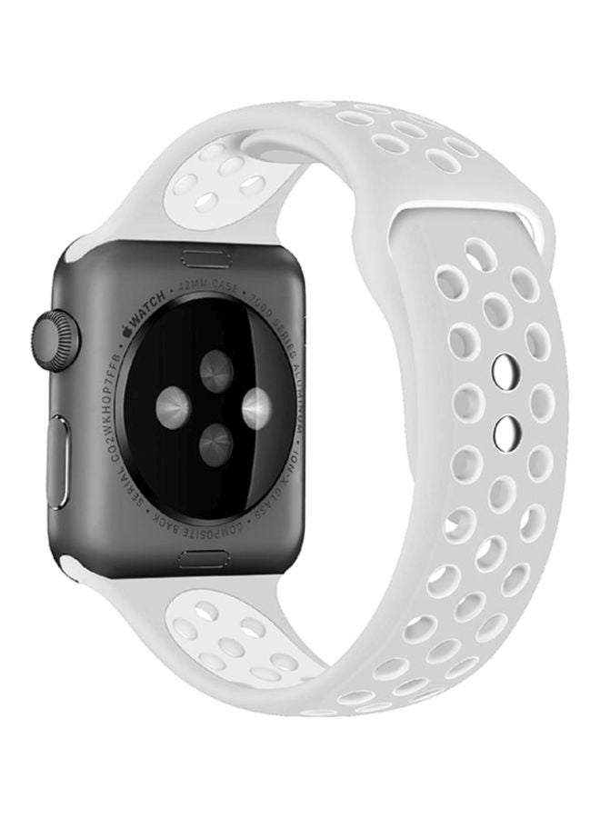 MARGOUN - Nike Design Sports Silicone Wrist Band For Apple Watch 42-44mm White - Image 1
