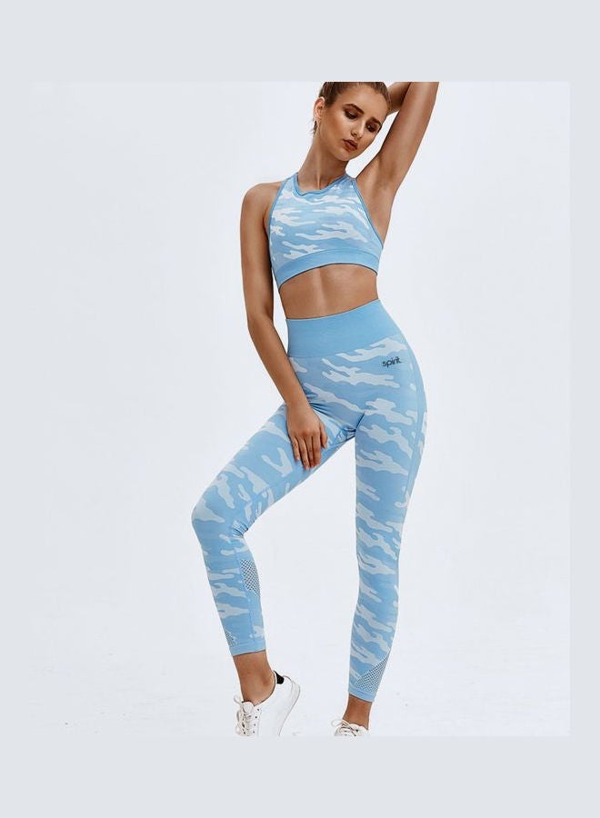 Spirit Printed Top And Leggings Set Blue/White  - Image 1