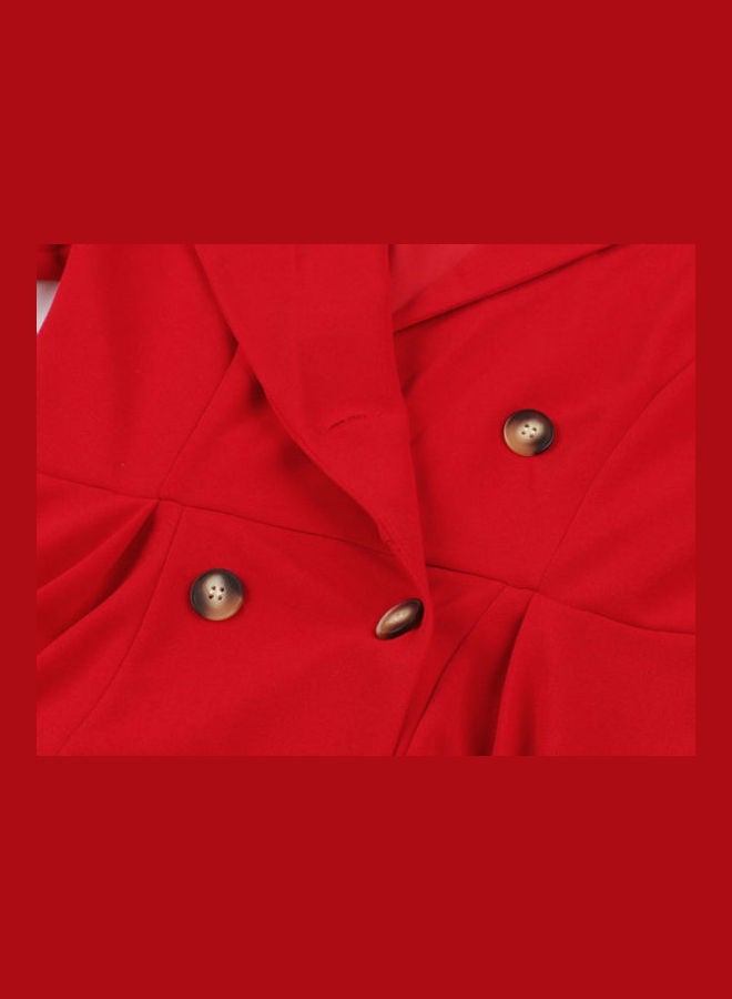 OUTAD Elegant Button Detail Dress Red  - Image 5