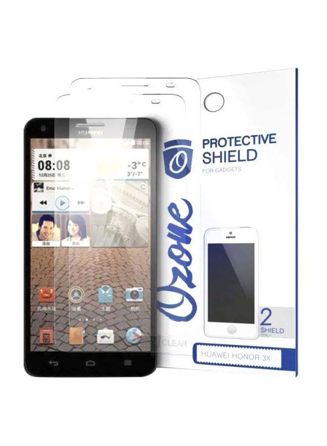 Ozone Pack Of 2 Crystal HD Screen Protector Scratch Guard For Huawei Honor 3X Clear
