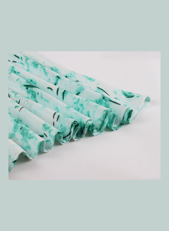 أوتاد فستان متوسط الطول أنيق ومطبوع أخضر/أبيض - Image 5