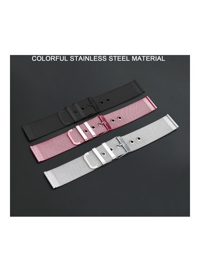 3-Piece Stainless Steel Watch Band Black/Pink/Silver - Image 2