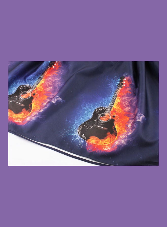 أوتاد فستان متوسط الطول أنيق ومطبوع أزرق - Image 5