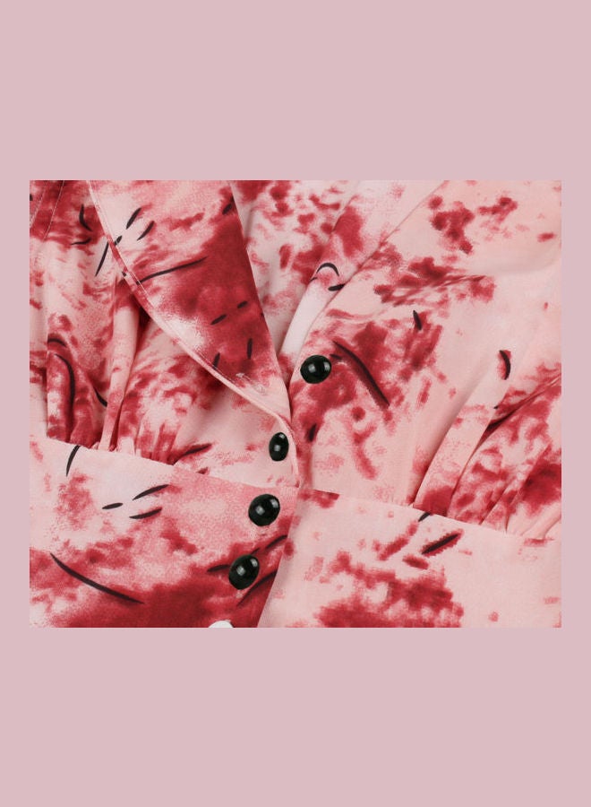 أوتاد فستان أنيق ومطبوع أحمر/أبيض - Image 5