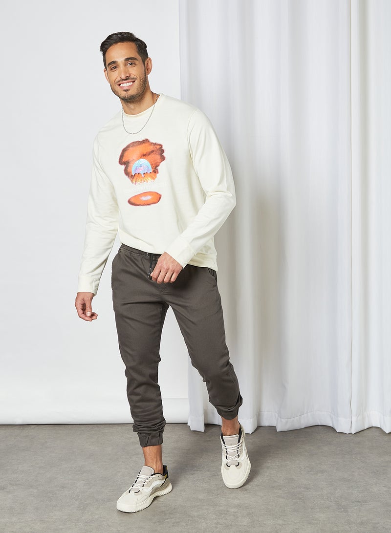 STATE 8 Mars Printed Sweatshirt Beige  - Image 3