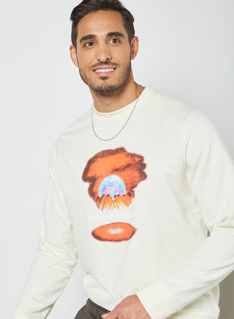 STATE 8 Mars Printed Sweatshirt Beige  - Image 4