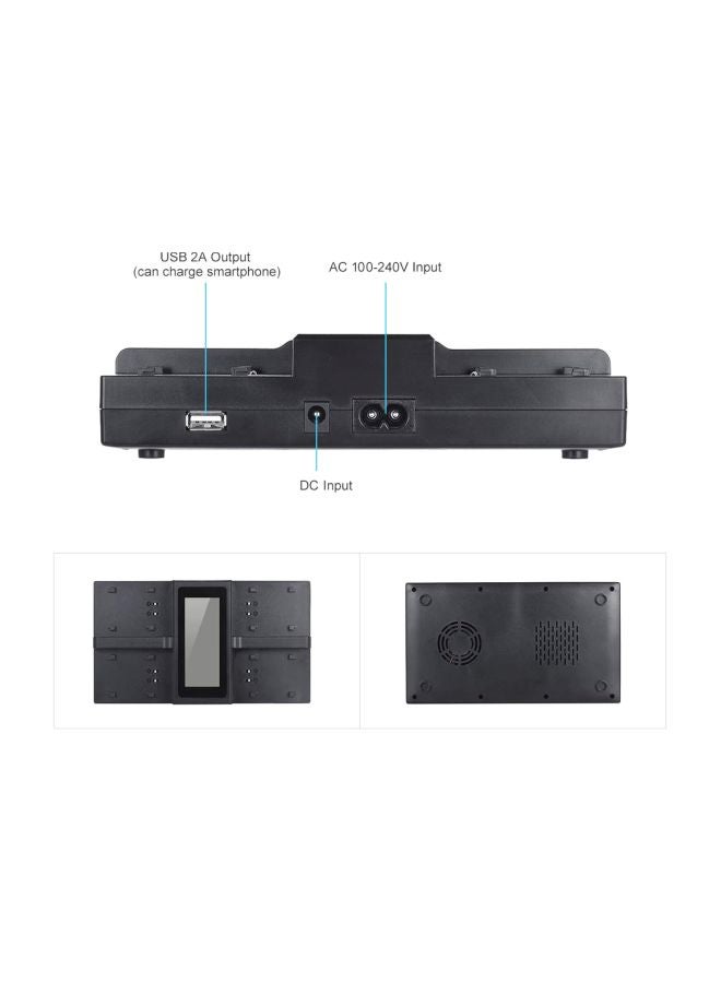 أندوير شاحن بطارية كاميرا رقمية بـ 4 قنوات مع شاشة عرض LCD لكاميرا كانون 5DIII/5DS/5DSR/6D/7DII/80D/70D And Sony a7/a7R/a7sII a7II/a6500/A6300 أسود - Image 5