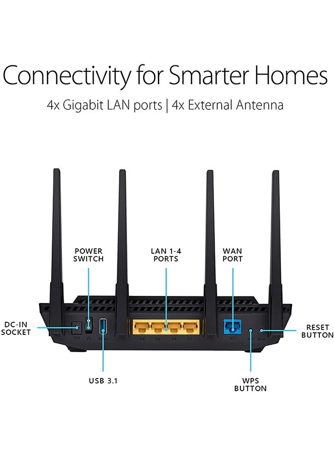 أسوس راوتر RT-AX3000 واي فاي 6 ثنائي النطاق أسود - Image 4
