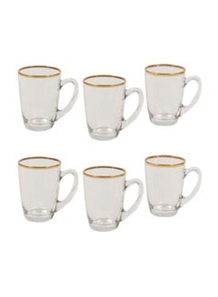 Luminarc 6-Piece Tea Cup Set Clear/Gold 100ml  - Image 1