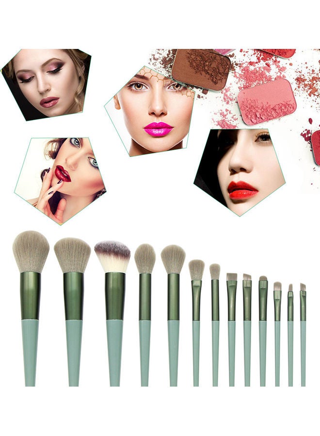 Generic 13-Piece Makeup Brush Set Green  - Image 2