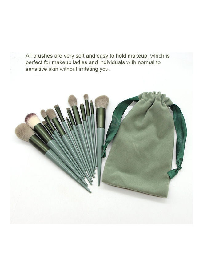 Generic 13-Piece Makeup Brush Set Green  - Image 3