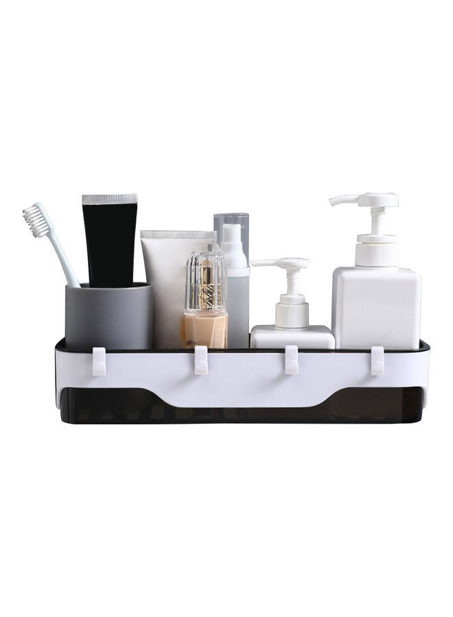 Bathroom Shelf With Hooks Black 32.00x6.00x10.00cm - Image 1